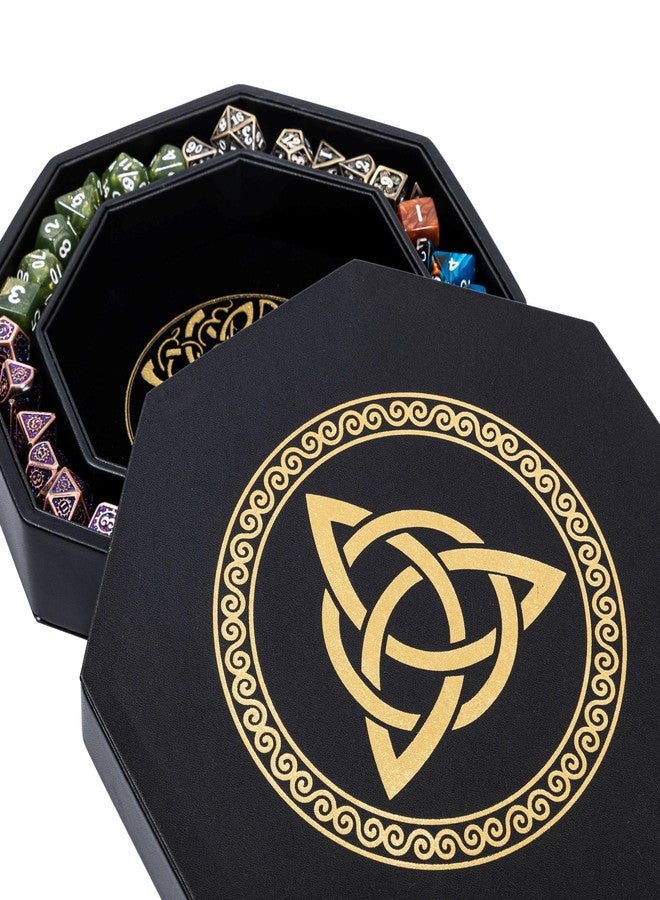 Soar Forge DND Dice Tray - Premium 9 Inch Tray Dungeons and Dragons - Exquisitely Detailed Gold World Tree & Triquetra Design - Perfect Rolling & Box Storage to Protect Your Dice for D&D and RPG - Image 1